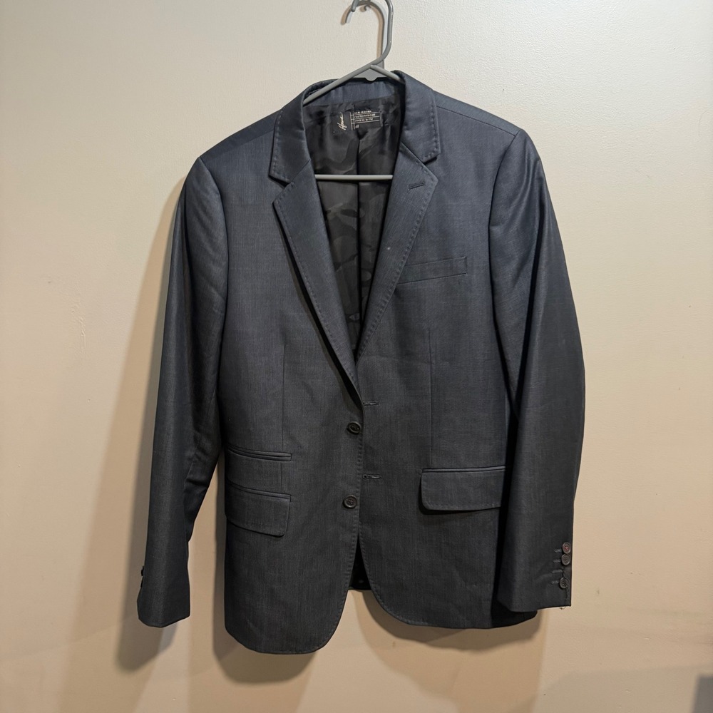 Howe Mens Two Button Blazer Jacket Charcoal‎ Grey Camo Lining Size 40
